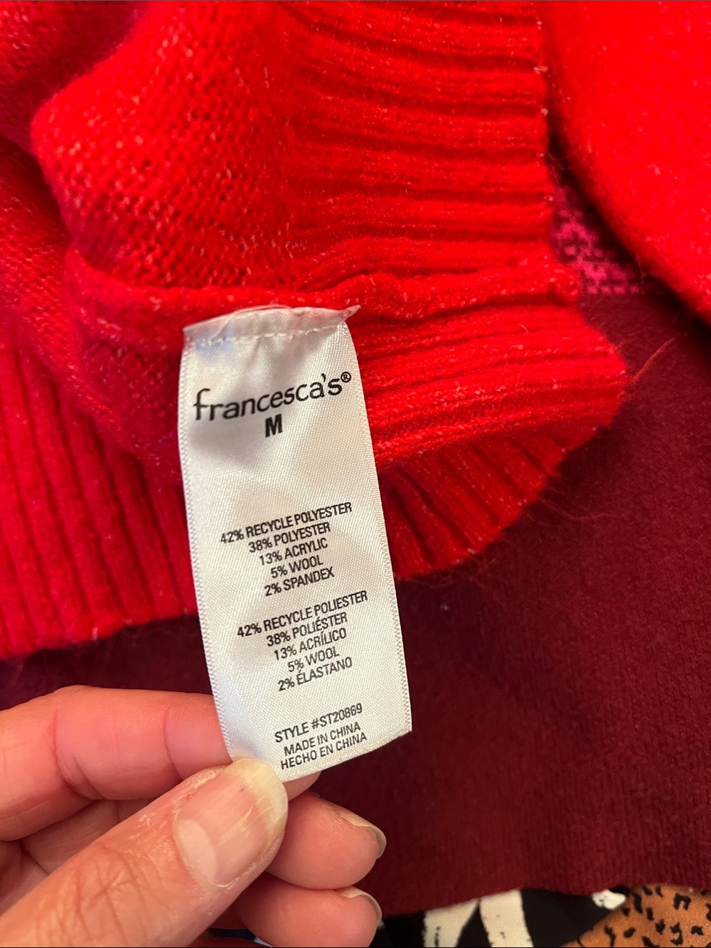 Miami for Francesca's Red Cropped Sweater with Sheep Motif, size M - EUC - Picture 4 of 5